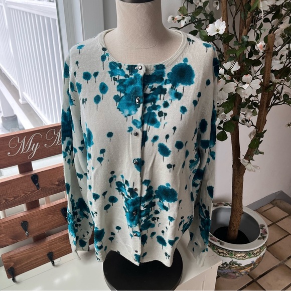 Calvin Klein Sweaters - Calvin Klein Abstract Tree Print Cardigan, Size L